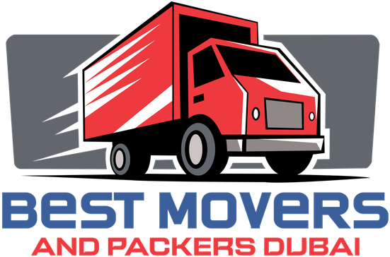 Best Movers and Packers Dubai logo with a red delivery truck